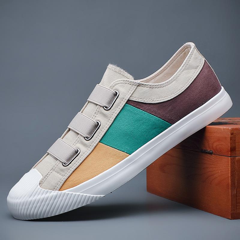 Color block breathable canvas shoes