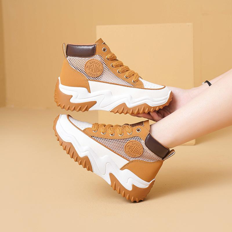 Mesh cutout platform sneakers