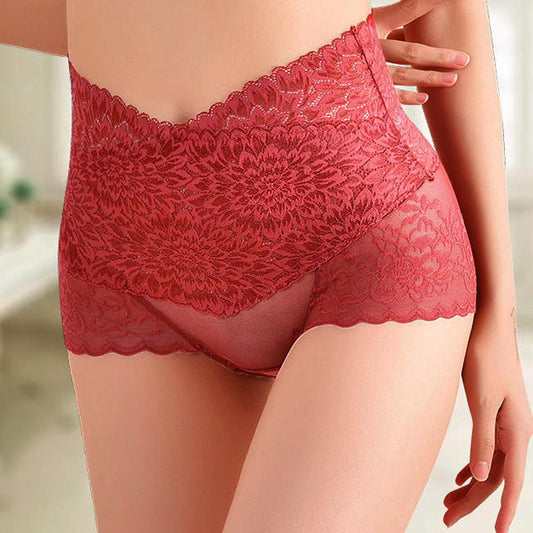 Floral cross-lace belly panties