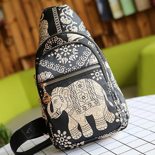 Vintage elephant print shoulder bag